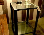 Modern Glass and Iron Nightstand - Side Table