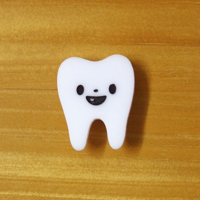 Laser Cut Acrylic White Brooch Tooth