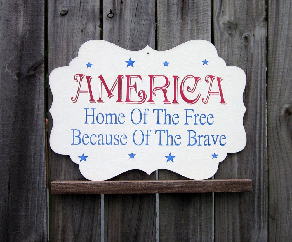 America Sign, Red, White and Blue with Stars - SuzsCountryPrims