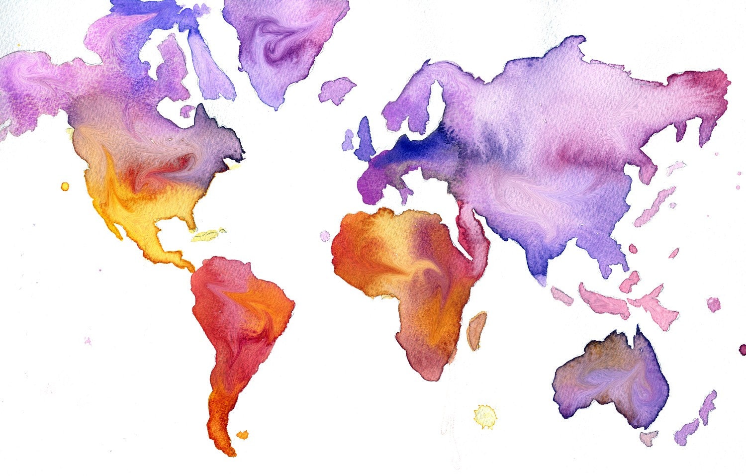 Watercolor World Map Illustration: Your World in Watercolor print