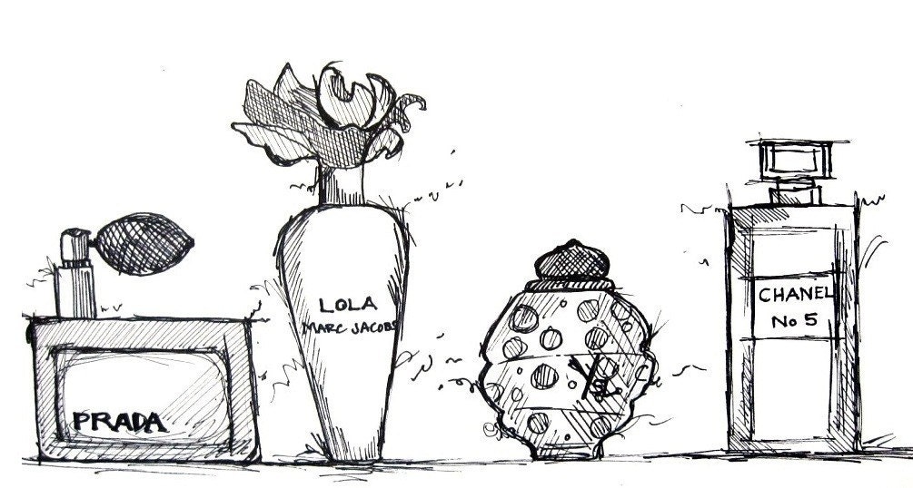 Ink Fashion Illustration - Perfume Pretties