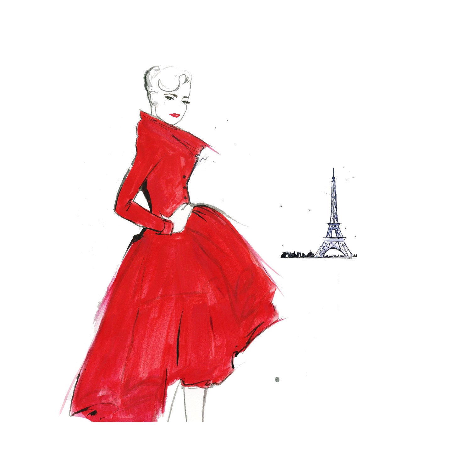 Watercolor Fashion Illustration - Dior and Paris print