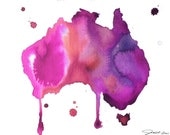Watercolor Australia Map - Australian Dreams No. 2 print