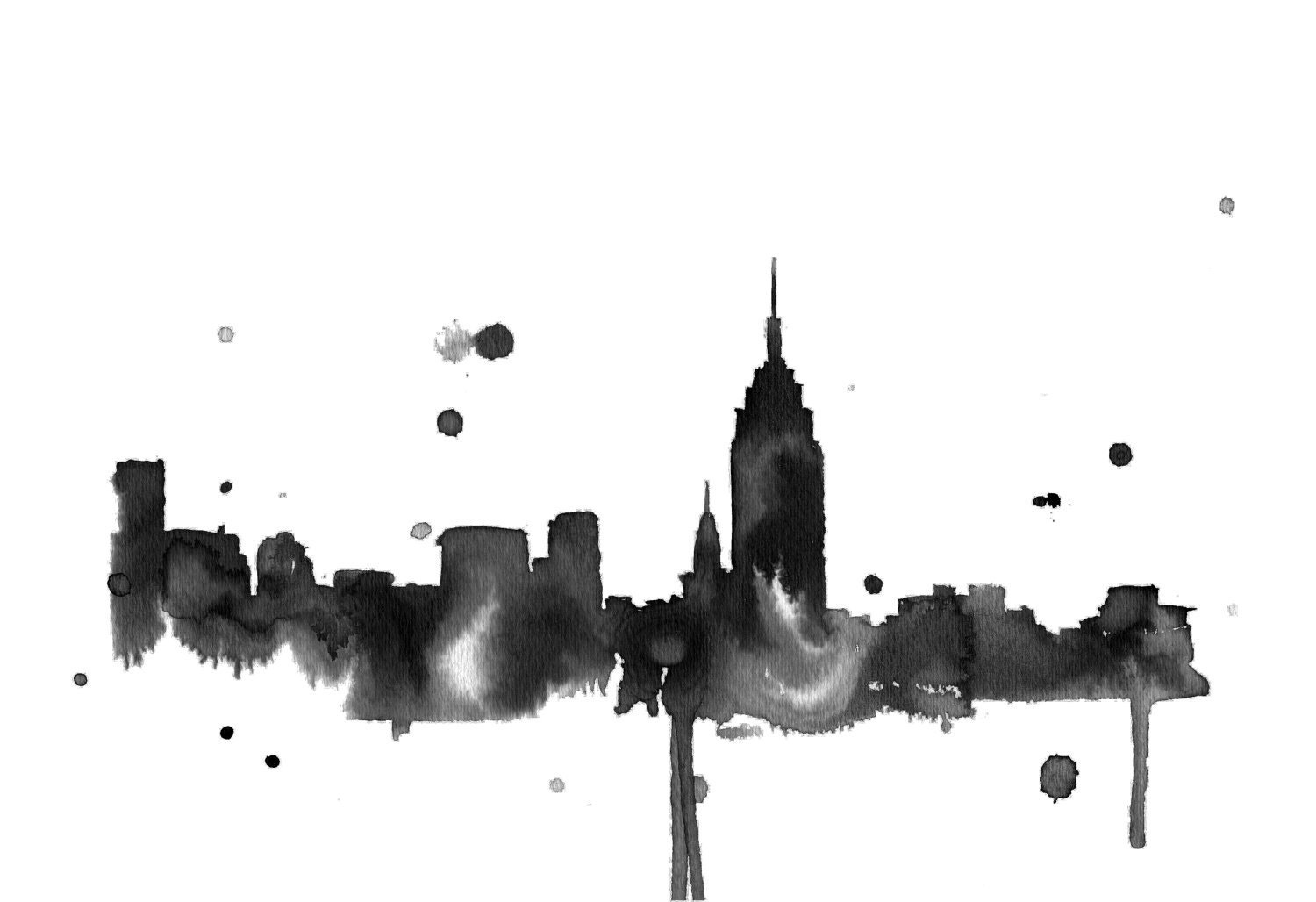 Watercolor Travel Illustration - New York at Night print