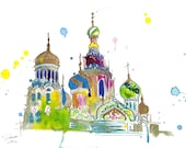 Watercolor Travel Russia Illustration, Jessica Durrant - A Little Slice of Russia print version