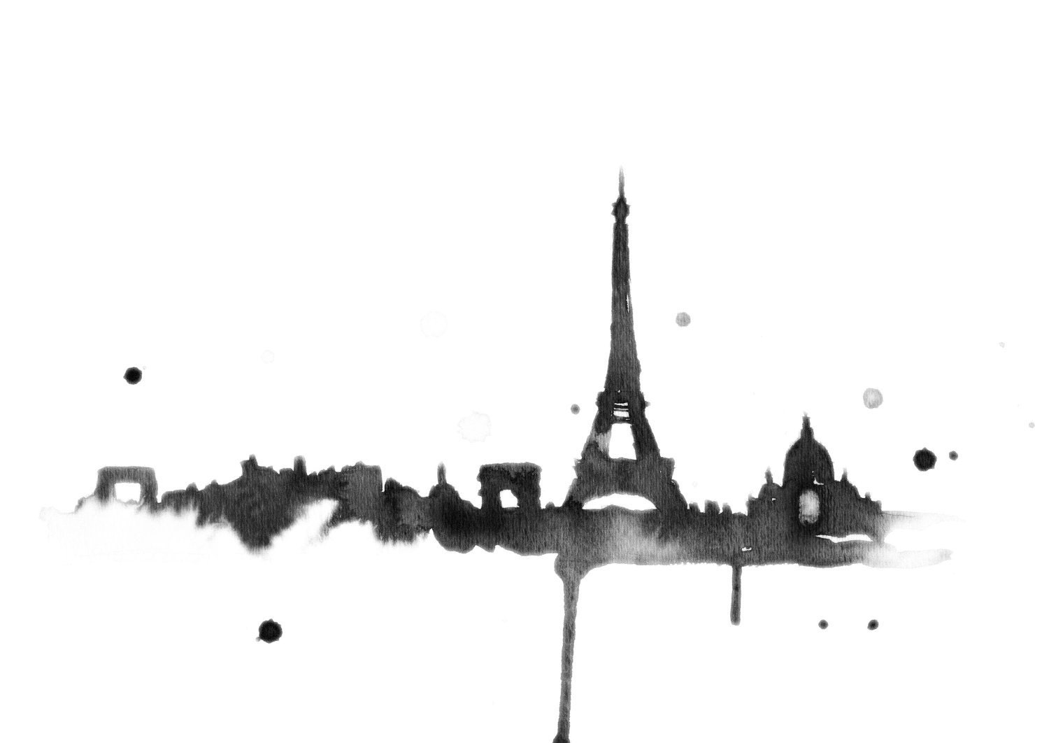 Art print of watercolor and digital media illustration, Jessica Durrant - Midnight in Paris print
