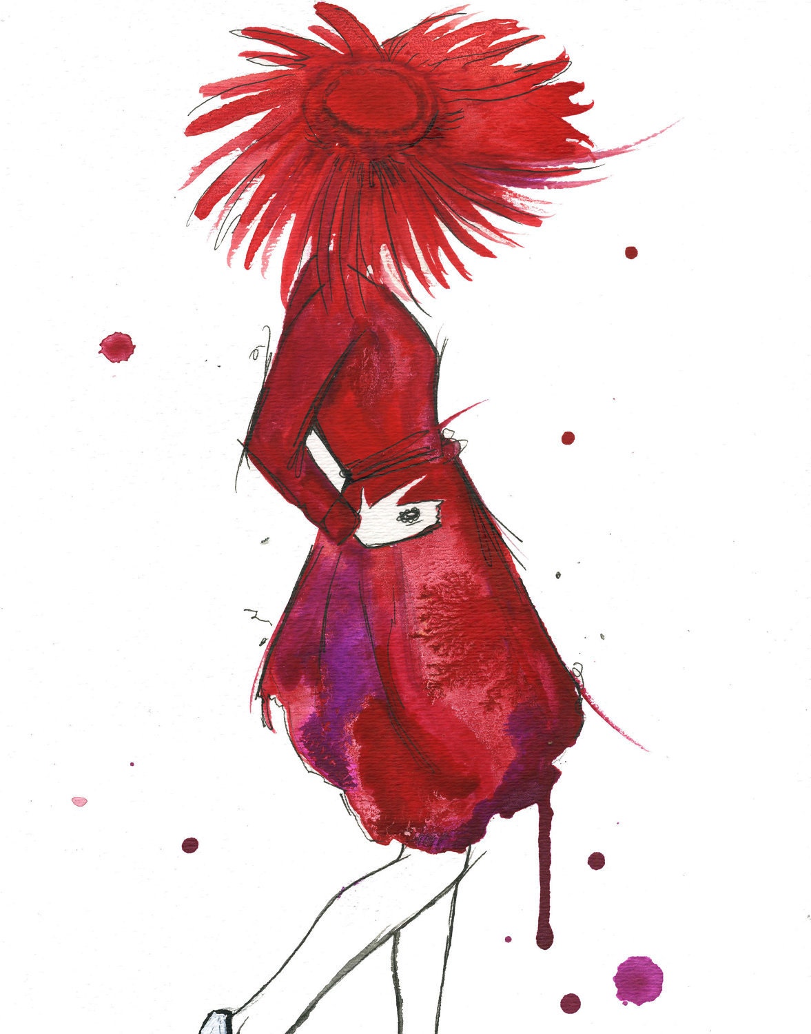 Watercolor Fashion Illustration - Dior Does Red print