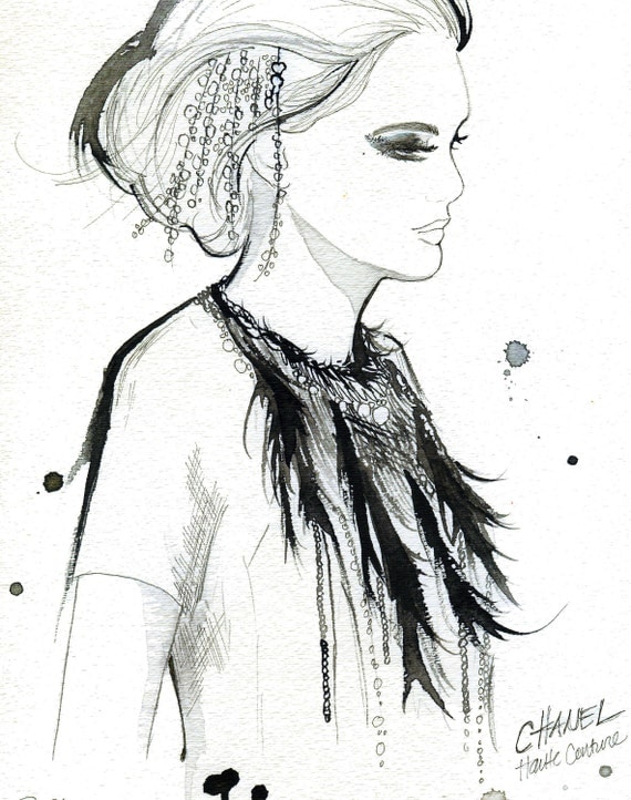 Watercolor Fashion Illustration - Chanel Haute Couture print