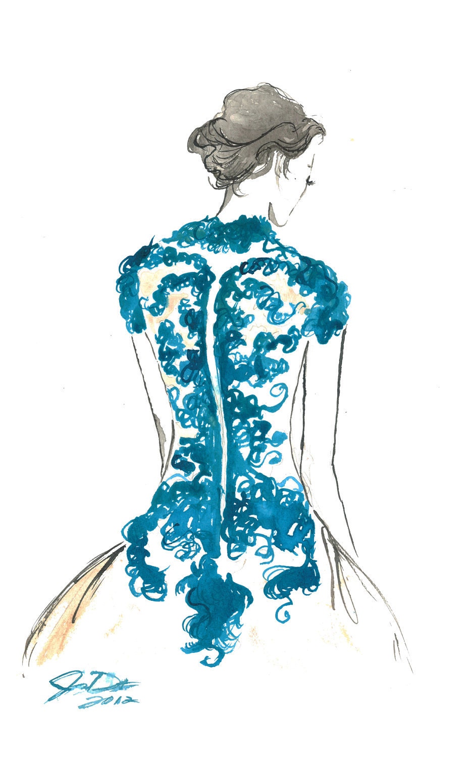 Watercolor Fashion Illustration - Backstage print