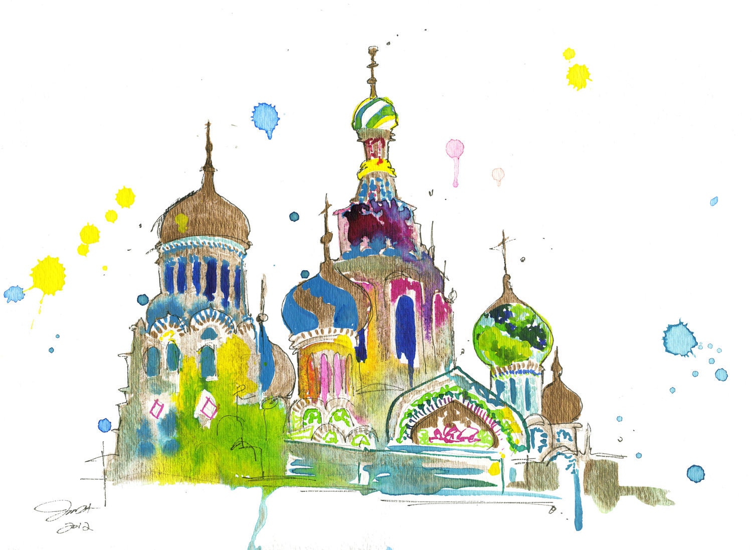 Watercolor Travel Russia Illustration, Jessica Durrant - A Little Slice of Russia print version