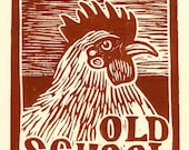 Old School . . . . linoleum block print