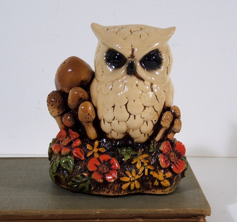 Vintage Owl Figurine, Terrestone by Orzeck Ware, 1970s