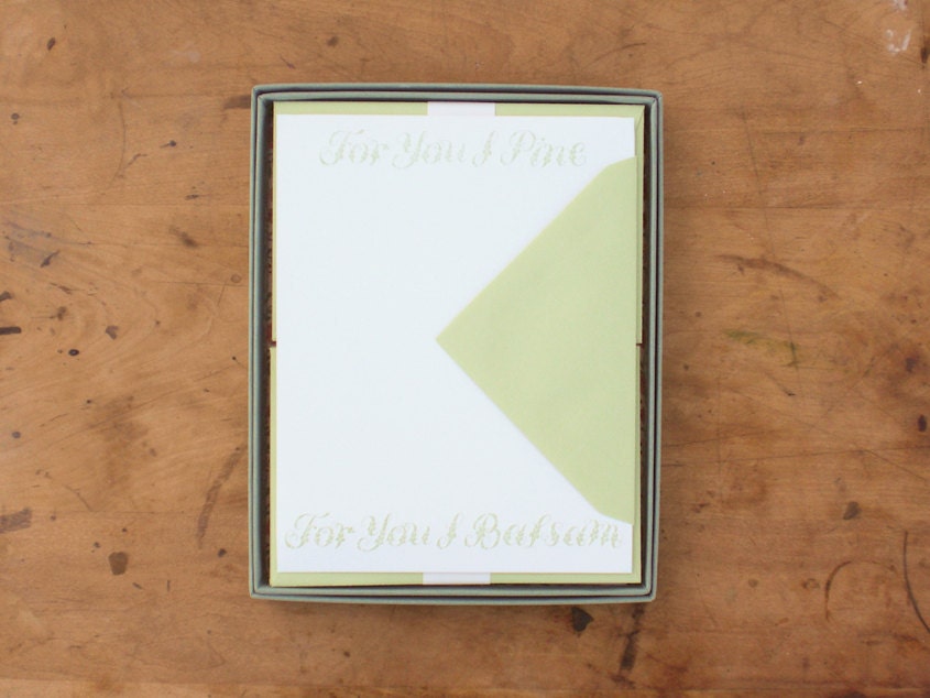 Boxed Correspondence Set // FOR YOU I PINE // 100% cotton writing sheets