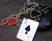 Casino Necklace- Sterling Silver and Resin, Lady Luck
