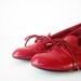 Lipstick Red MOD Slip On Lace Up Bow Tie Loafer Flats 7 37.5
