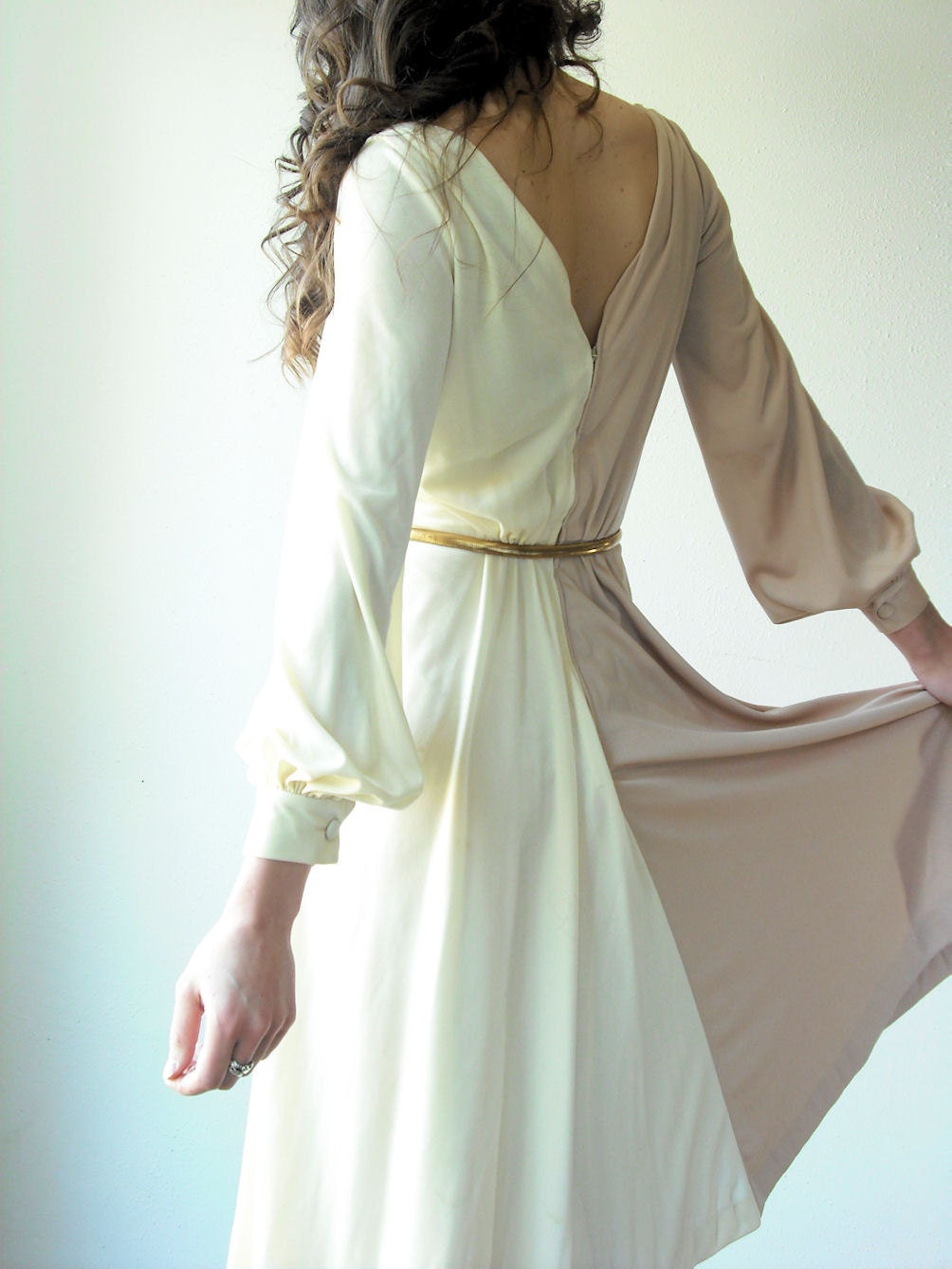 cream wrap dress