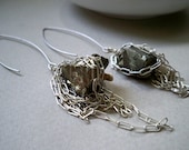 Raw Pyrite and Silver Earrings