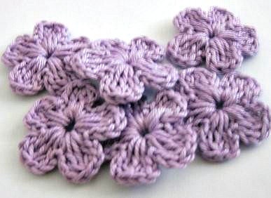 6-pieces Wedding flowers Fairytale, Crochet Flowers, Purple, Applique