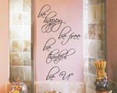 SALES - Be Happy, Be Free, Be Thankful, Be "U" - Wordings Vinyl Wall Decals