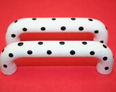 3" White with Black Polka Dot Pull Handle- Matching Knobs Available
