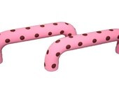 3" Pink with Brown Polka Dot Pulls-Matching Knobs Available