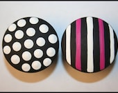 Black and White Polka Dot with Black and Pink Stripes Knobs