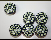 Navy Blue with White and Green Polka Dot Knobs