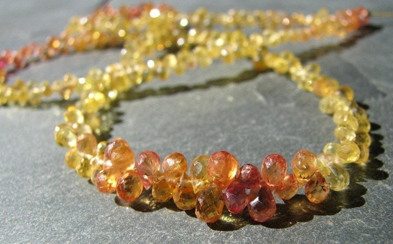 AA Multi Color African Sapphire faceted briolettes, 1/2 strand, 2.8 x 2.5 - 5 x 3mm