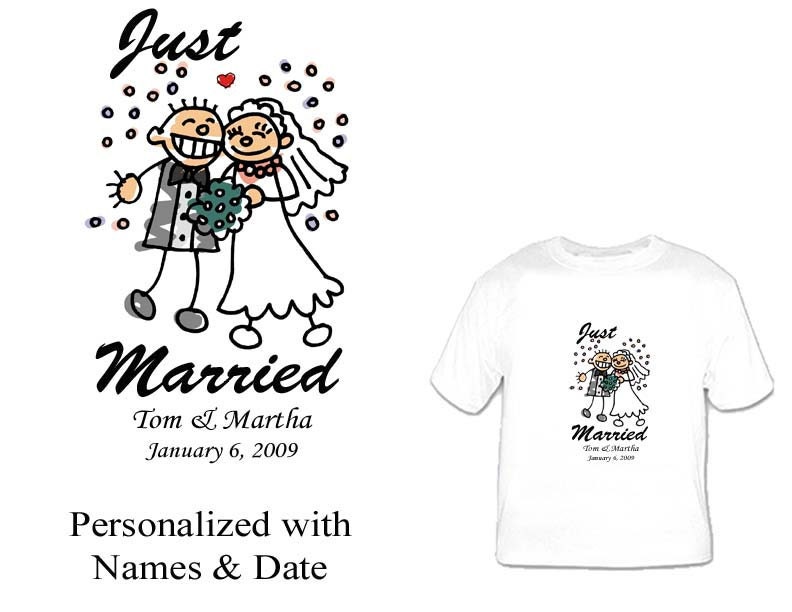 2 Custom Wedding shirts Bride and Groom wedding shirts Just Married TackyT Cart 1