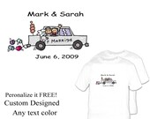 2 Custom Wedding shirts Bride and Groom wedding shirts Just Married TackyT Cart  Car 1