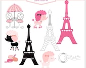 INSTANT DOWNLOAD clip art , French poodle digital clip art, bonjour Paris, french style, paris.