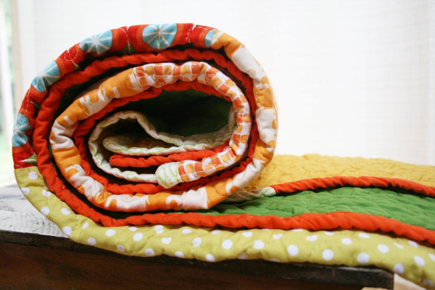 Crib Quilt with organic cotton batting - contemporary design