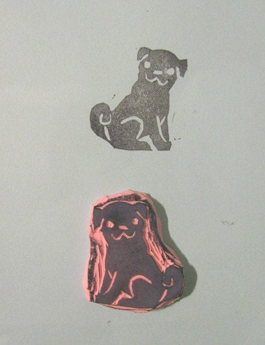 Winston the Pug  hand carved stamp