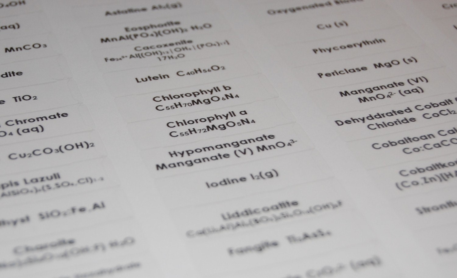 Chemistry Crayon CLEAR Labels - set of 120