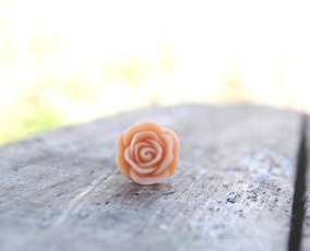 Peach Rose Flower Ring // Bridesmaid Gifts // Maid of Honor Gift // Bridal Shower Gifts
