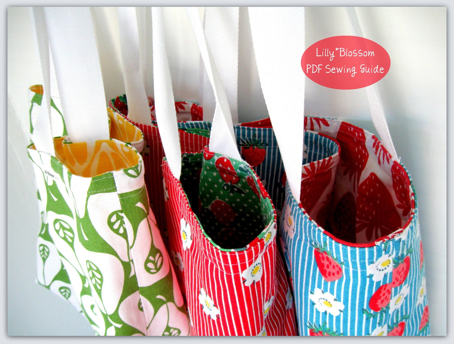 PDF Reversible Dish Towel Tote Sewing Pattern by LillyBlossom