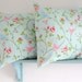 Pair of 16 inch Cushion Covers in Bird Trail Seafoam Cotton Fabric by Clarke and Clarke UK