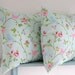 Pair of 16 inch Cushion Covers in Bird Trail Seafoam Cotton Fabric by Clarke and Clarke UK
