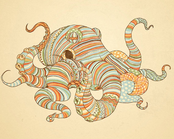 Fabric Octopus 8 x 10 Print