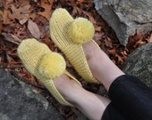 Yellow Slippers with Yellow Pom Pom