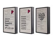 Altered Book Art Geeky Maths Gift Set of Three eco friendly prints on vintage book pages