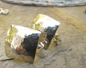 Sterling Post Earrings Square Hammered Sterling Silver