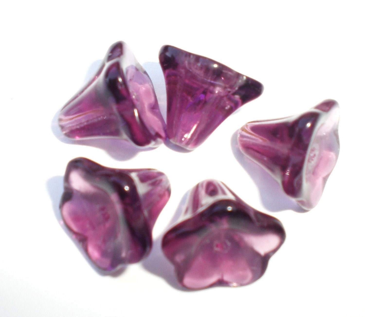 20 purple bell flower glass jewelry beads GB12