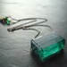 Emerald Forest Green Recycled Glass Antiqued Brass Necklace - Rainforest