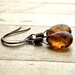 Caramel Glass Earrings, Cream and Chocolate Brown Teardrop Antiqued Brass Earrings - Cappuccino