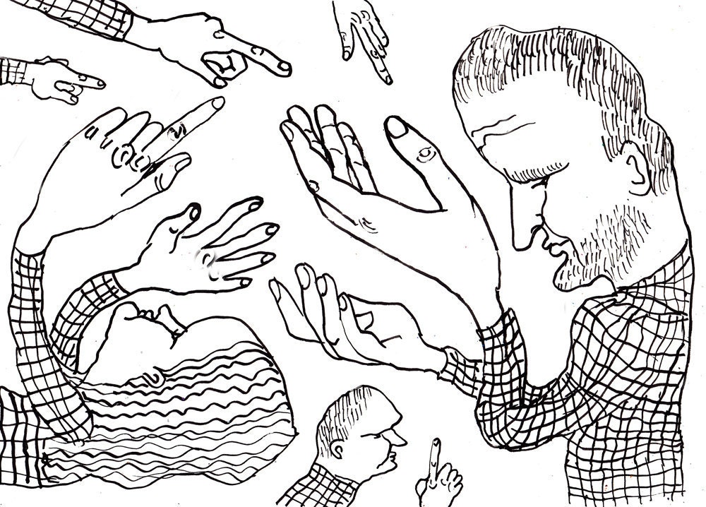 It's your fault / ORIGINAL DRAWING / Black and white / Philosophy / Hands / Composition