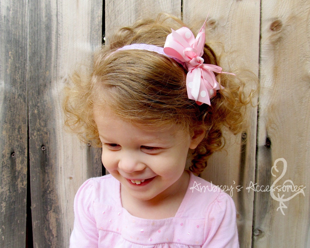 Pink Polka Dot Bow, Interchangeable Snap Accessory