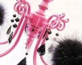 Flirty Hot Pink and Black Boa Chandelier MADE TO ORDER
