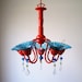 Sale Orange and Aqua Custom 5 arm chandelier MADE TO ORDER