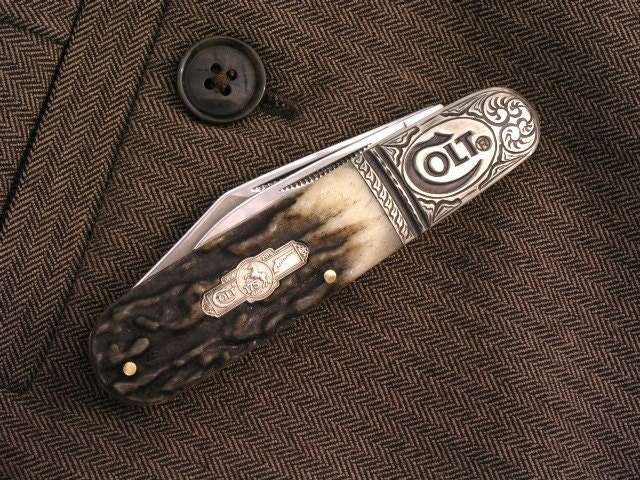 Engraved Pocket Knife Colt Black Stag Barlow Personalized Gift for Him Men Man Boyfriend
